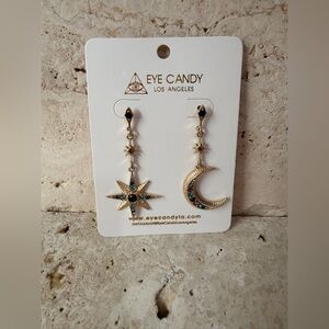 Eye Candy Los Angeles Gold Celestial Star & Moon Earrings 💫 Mystic Statement⚡️
